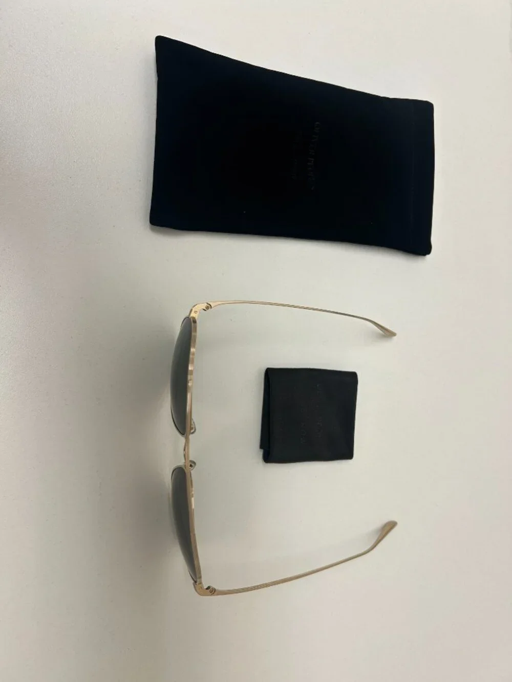 Oliver Peoples x The Row Polarized Titanium Gold Sunglasses